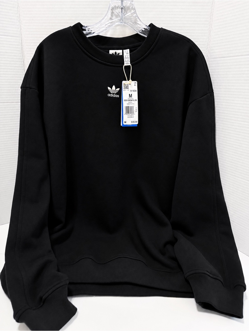 adidas Originals Essentials Crew Fleece Sweatshirt Women’s M Black NWT IV1